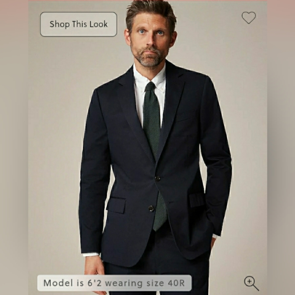 NWOT J.Crew Ludlow Slim-fit suit jacket in Japanese cotton chino NAVY 40R CF181